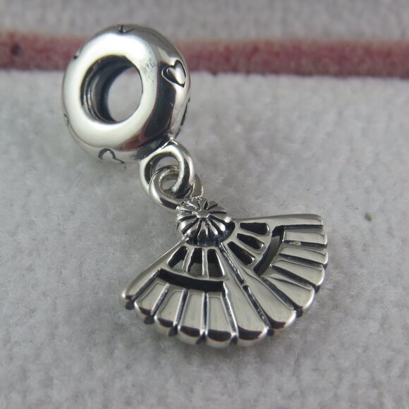 Pandora Vintage Hearts Aflutter Fan Charm S925 Ale Sterling Silver(G12) - Picture 1 of 3